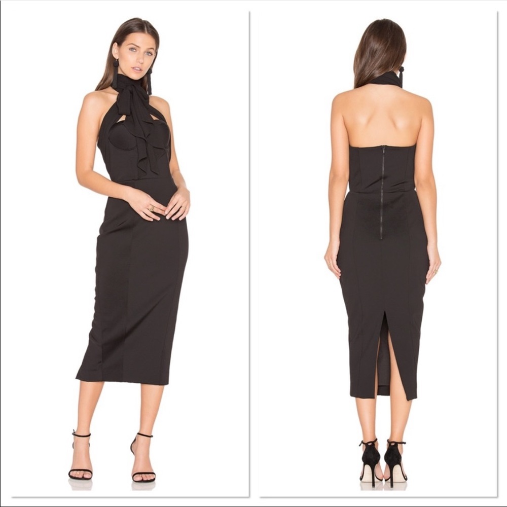 MISHA COLLECTION Black Midi Dress